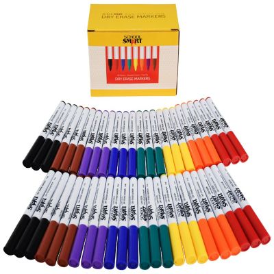 School Smart Dry Erase Pen Style Markers, Fine Tip, Assorted Colors, Pack of 48 Image 3