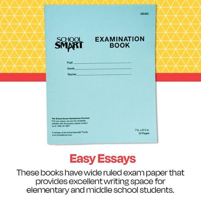 School Smart Examination Blue Book with 24 Pages, 7 x 8-1/2 Inches, Pack of 50 Books Image 1