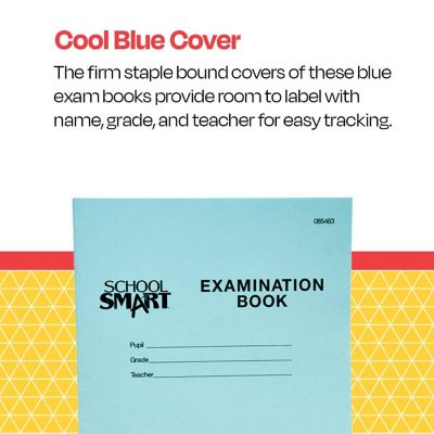 School Smart Examination Blue Book with 24 Pages, 7 x 8-1/2 Inches, Pack of 50 Books Image 2