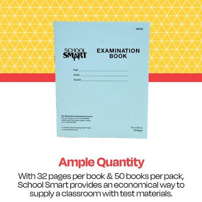 School Smart Examination Blue Books, 7 x 8-1/2 Inches, 32 Pages, Pack of 50 Image 3