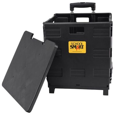 School Smart Folding Storage Cart on Wheels, Medium, 13-7/8 x 11 x 12 Inches, Black Image 2