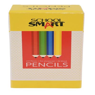 School Smart No 2 Pencils, Hexagonal with Latex-Free Erasers, Assorted Body Colors, Pack of 144 Image 1
