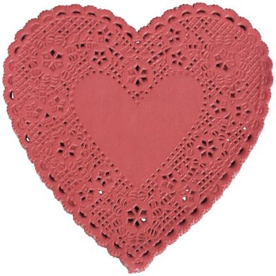 School Smart Paper Die-Cut Heart Lace Doily, 6 Inches, Red, Pack of 100 Image 1