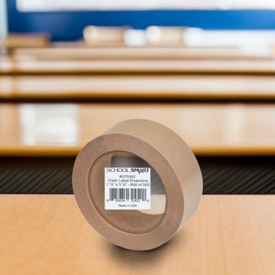 School Smart Vinyl Label Protectors, Round Corner Rectangle, 1-1/2 x 3-1/4 Inches, Clear, Pack of 500 Image 2