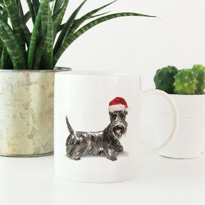 Scottish Terrier Santa Hat Ceramic Mug Image 1