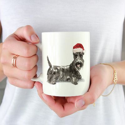 Scottish Terrier Santa Hat Ceramic Mug Image 1