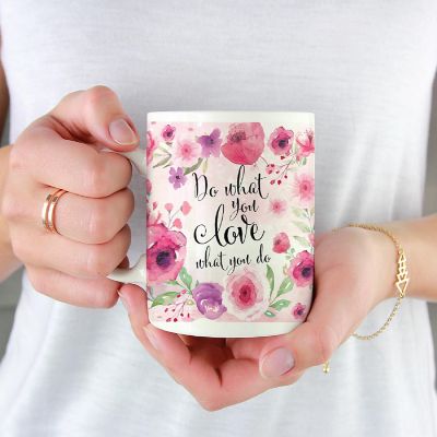 Script Cursive What You Love Ceramic Mug Image 1