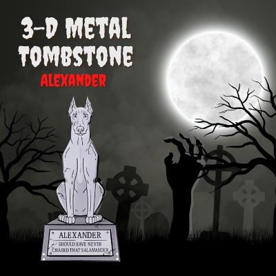 SCS Direct 3D 17" Metal Ghost Tombstone- Alexander-Weather Rust Proof, UV Printed-Upgrade Your Halloween Spooky Mansion Party, Haunted Cemetery Lawn Decor Image 1