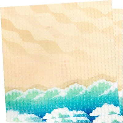 SCS Direct Beach Baseplates (2 Pack) - 10"x10" Dual Sided Brick Building Baseplates with Beach Pattern Activity, Tables & Major Building Block Brands Compatible Image 2