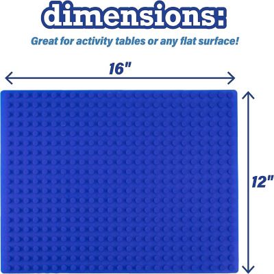 SCS Direct Brick Building Blocks Silicone Playmat - 16" Blue Rollable, Foldable and Portable Two Sided playmat for Activity Tables Image 1