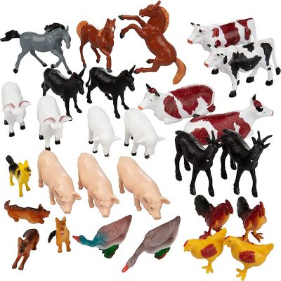 SCS Direct Farm Animal Toy Action Figure Set - 50 Pieces with 16 Different Barnyard Animals and Accessories - Includes Cows, Horses, Chickens, Pigs, Sheep &amp; Mor Image 1