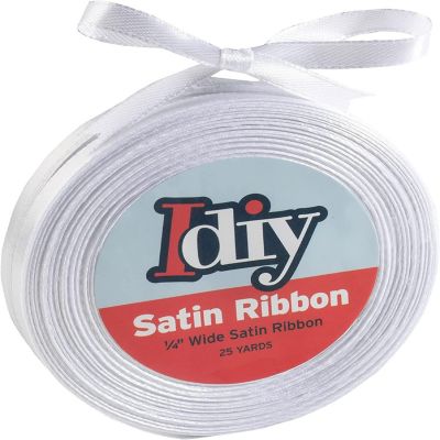 SCS Direct Idiy 1/4", 50 Yards White Satin Ribbon Image 1