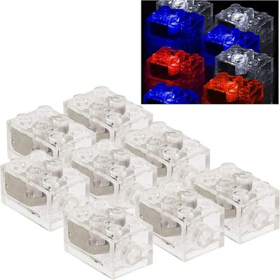 SCS Direct Light Up Building Blocks Bricks 8 pcs (2"x3") On/Off and Dim Ability - Red, White & Blue -  Activity Tables & Major Building Block Brands Compatible Image 1