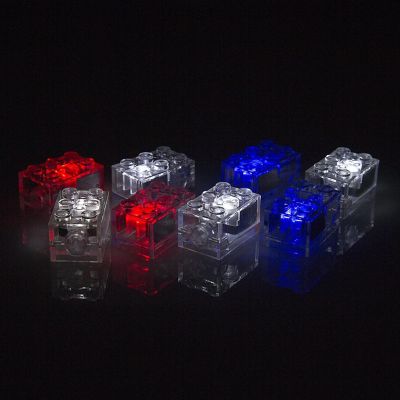 SCS Direct Light Up Building Blocks Bricks 8 pcs (2"x3") On/Off and Dim Ability - Red, White & Blue -  Activity Tables & Major Building Block Brands Compatible Image 1