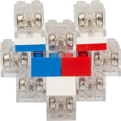 SCS Direct Light Up Building Blocks Bricks 8 pcs (2"x3") On/Off and Dim Ability - Red, White & Blue -  Activity Tables & Major Building Block Brands Compatible Image 3