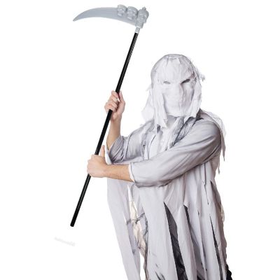 Scythe Staff with Skulls - Grim Reaper Death Scythe Costume Accessories Weapon Prop Image 2