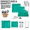 Sea Aqua Square Disposable Plastic Dinnerware Value Set (120 Settings) Image 2