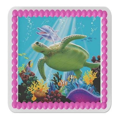 Sea Turtle Edible Cake Topper for Quarter Sheet Cake Image 1
