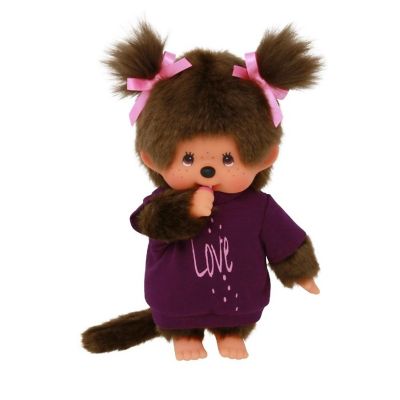 Sekiguchi Monchhichi Girl Tee &quot;LOVE&quot; Dress Plush Doll - Purple Image 1