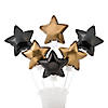 Self-Inflating Black & Gold Star-Shaped 4" Mylar Balloons - 12 Pc. Image 1