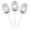 Self-Inflating Silver Number 0 6" Mylar Balloons - 6 Pc. Image 1