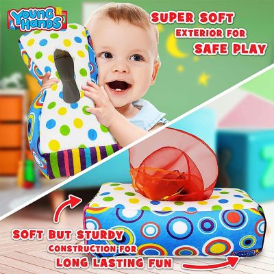 Sensory Pull Along Toddler Infant Baby Tissue Box - Colorful Juggling Rainbow Dance Scarves for Kids Image 2