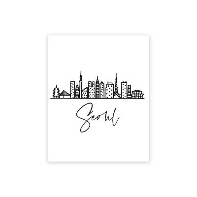 Seoul Skyline BW 16x20in 1-Pack Image 1