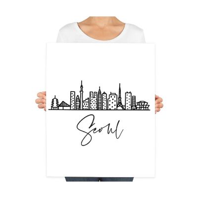 Seoul Skyline BW 16x20in 1-Pack Image 2