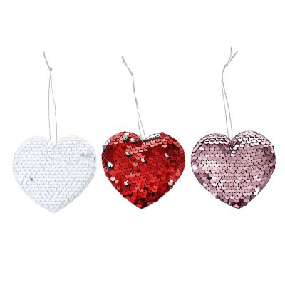 Sequin Heart Ornament Set Image 1