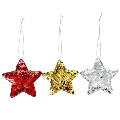 Sequin Star Ornament Set Image 2