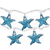 Set of 10 Blue Starfish Novelty String Lights - 9ft White Wire Image 1