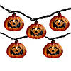 Set of 10 Jack O Lantern Shaped Halloween Lights  7.5ft Black Wire Image 1