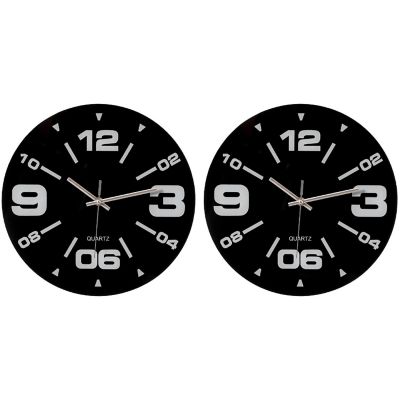 Set of 2 Black Wall Clocks Image 1