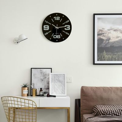 Set of 2 Black Wall Clocks Image 1