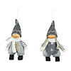 Set of 2 Gray and White Striped Plush Twin Gnomes Christmas Ornaments 5.5" Image 1