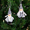 Set of 2 Gray and White Striped Plush Twin Gnomes Christmas Ornaments 5.5" Image 1