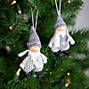 Set of 2 Gray and White Striped Plush Twin Gnomes Christmas Ornaments 5.5" Image 2