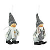 Set of 2 Gray and White Striped Plush Twin Gnomes Christmas Ornaments 5.5" Image 3