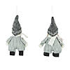 Set of 2 Gray and White Striped Plush Twin Gnomes Christmas Ornaments 5.5" Image 4