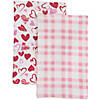 Set of 2 Hearts and Pink Plaid Valentine's Day Kitchen Tea Towels 26" Image 1