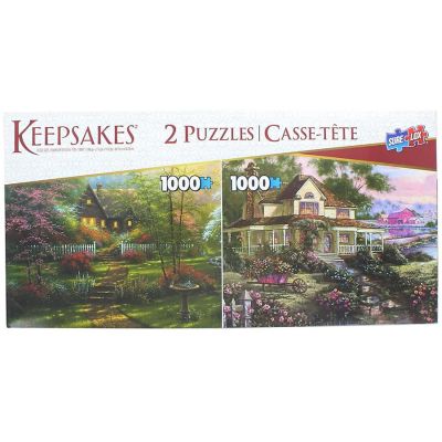 Set of 2 Keepsakes 1000 Piece Jigsaw Puzzles  Colorful Cottages Image 1