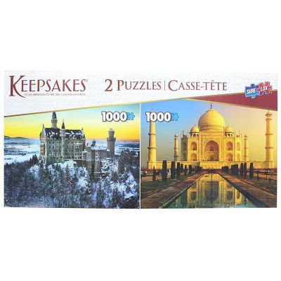 Set of 2 Keepsakes 1000 Piece Jigsaw Puzzles  Neuschwanstein Castle / Taj Mahal Image 1