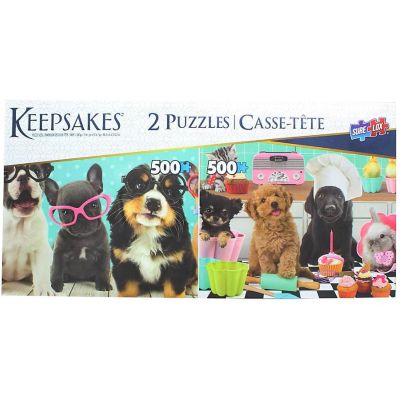 Set of 2 Keepsakes 500 Piece Jigsaw Puzzles  Dogs Having Fun Image 1