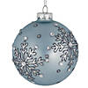 Set of 2 Light Blue Jeweled Reflective Snowflakes Glass Christmas Ball Ornaments 4" Image 2