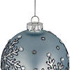 Set of 2 Light Blue Jeweled Reflective Snowflakes Glass Christmas Ball Ornaments 4" Image 3