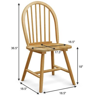 Set of 2 Vintage Windsor Dining Side Chair Wood Spindleback Kitchen Room Natural Image 1