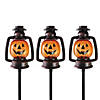 Set of 3 Orange Flickering Halloween Jack O&#8217; Lantern Pathway Markers Outdoor Decor Image 1