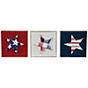 Set of 3 Stars and Stripes Americana Wooden Plaques 4.25" - Red  White and Blue Image 1