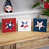 Set of 3 Stars and Stripes Americana Wooden Plaques 4.25" - Red  White and Blue Image 1