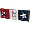 Set of 3 Stars and Stripes Americana Wooden Plaques 4.25" - Red  White and Blue Image 2